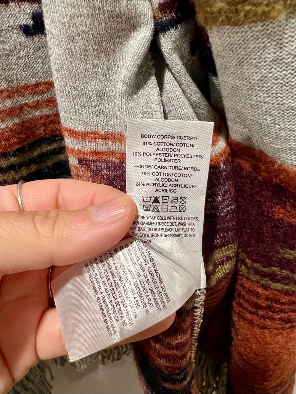 Lucky Brand Aztec Open Front Drape Cardigan NWT - Picture 6 of 7